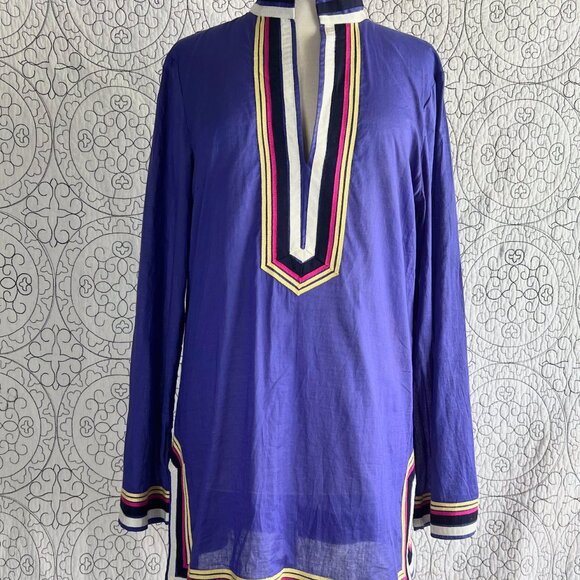 Tory Burch Tops - Tory Burch Purple Tunic with Multicolor Trim